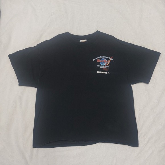 Vintage Hard Rock Cafe Hollywood, FL Fade Black Graphic T-Shirt Men’s Size Large - Picture 1 of 9